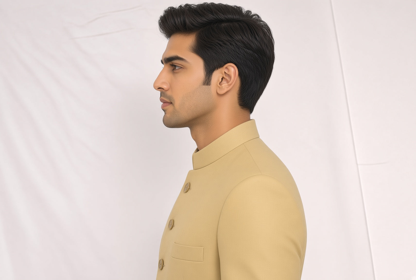 My Cream Sherwani - side
