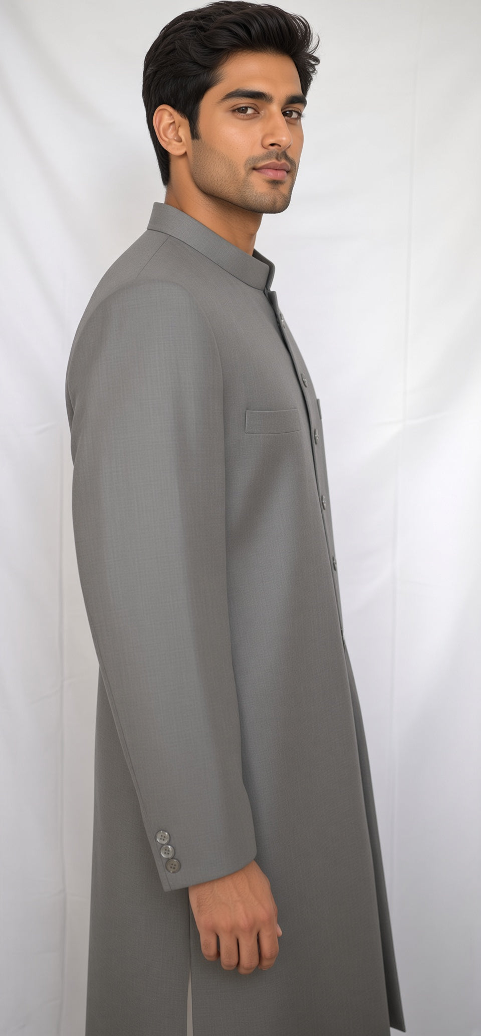 My Grey Sherwani - side
