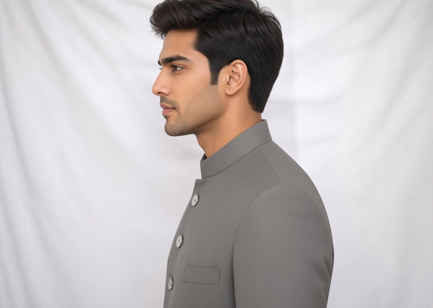 My Grey Sherwani - side pose